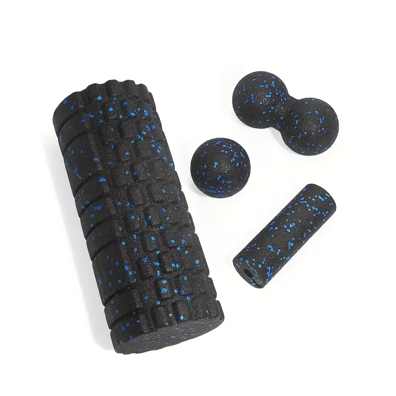 EPP Foam Roller - High-Density Solid Core for Muscle Recovery/Massage, Speckled Blue Grip, Durable Fitness Tool