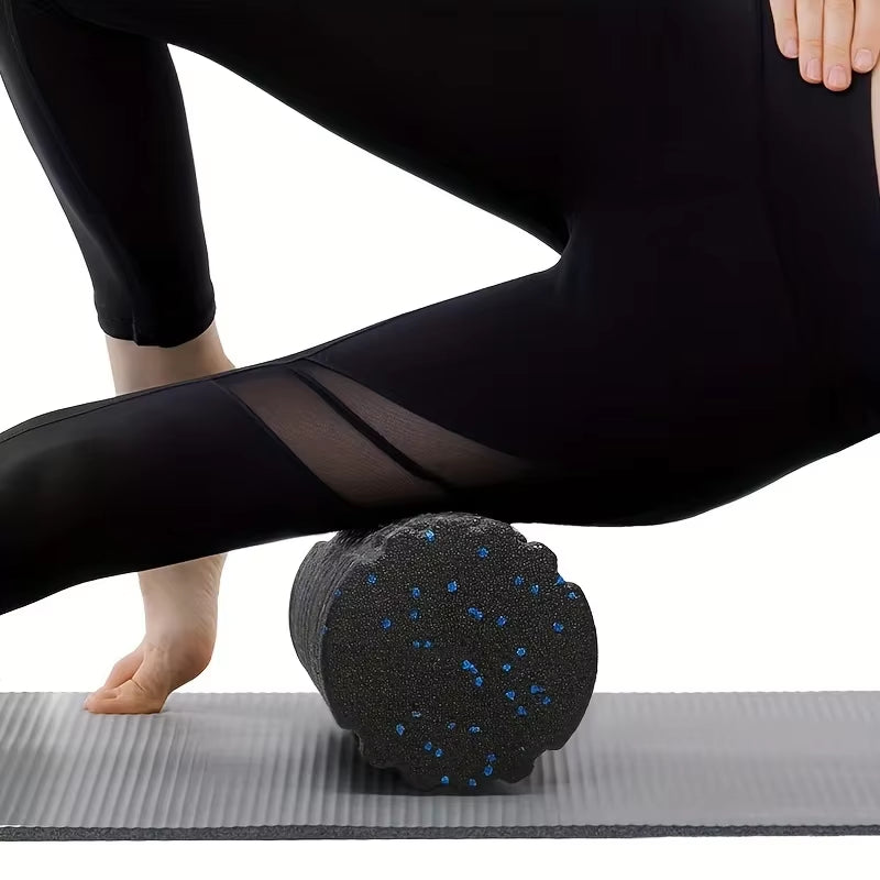 EPP Foam Roller - High-Density Solid Core for Muscle Recovery/Massage, Speckled Blue Grip, Durable Fitness Tool